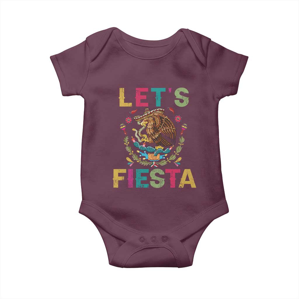 Funny Cinco De Mayo Baby Onesie Let's Fiesta Golden Eagle Mexico Flag