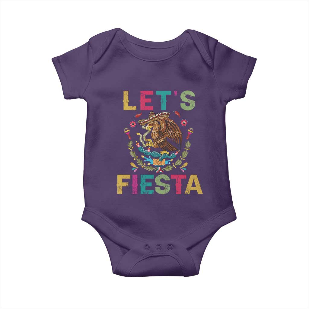 Funny Cinco De Mayo Baby Onesie Let's Fiesta Golden Eagle Mexico Flag