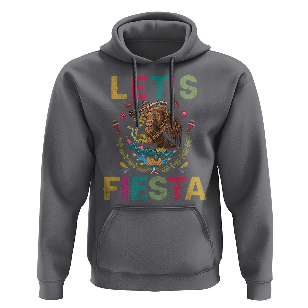 Funny Cinco De Mayo Hoodie Let's Fiesta Golden Eagle Mexico Flag