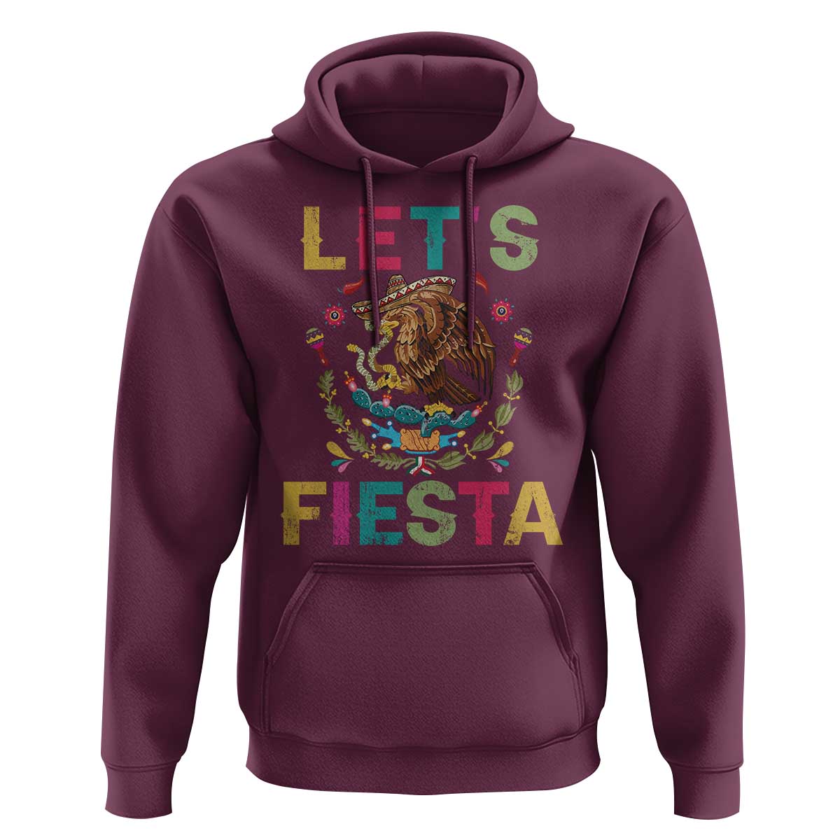 Funny Cinco De Mayo Hoodie Let's Fiesta Golden Eagle Mexico Flag