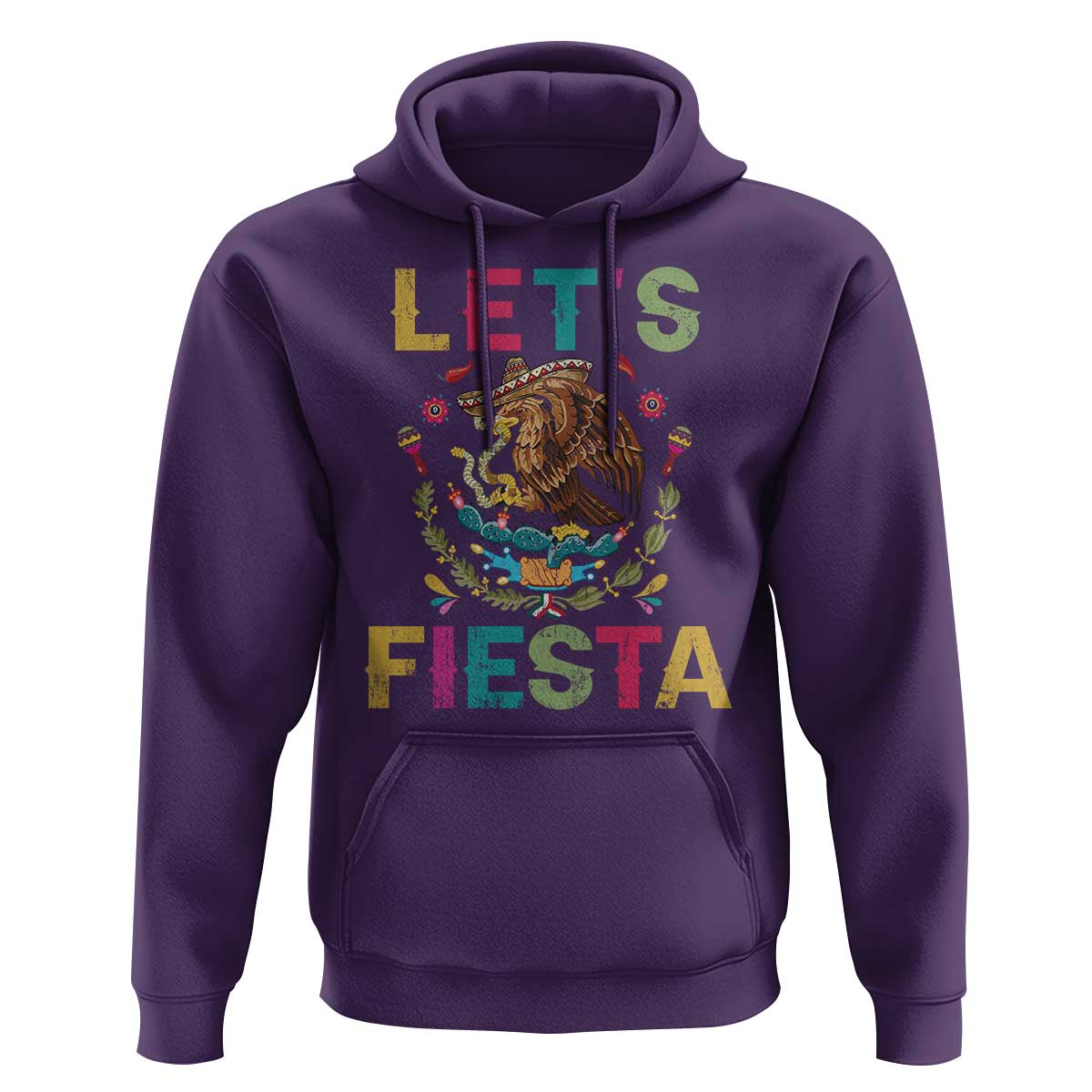 Funny Cinco De Mayo Hoodie Let's Fiesta Golden Eagle Mexico Flag