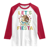 Funny Cinco De Mayo Raglan Shirt Let's Fiesta Golden Eagle Mexico Flag