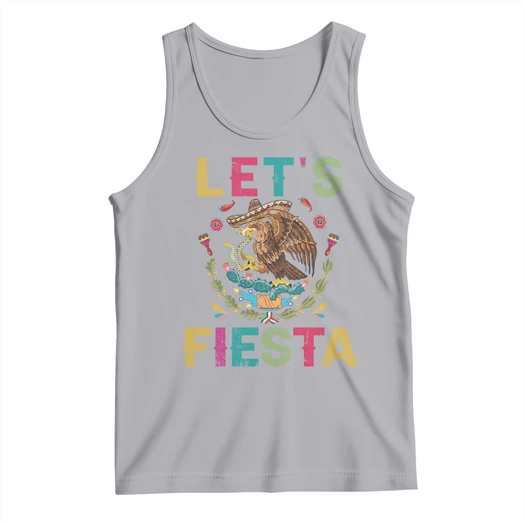 Funny Cinco De Mayo Tank Top Let's Fiesta Golden Eagle Mexico Flag