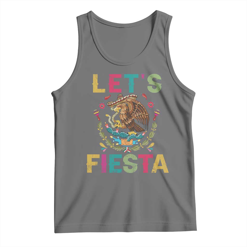 Funny Cinco De Mayo Tank Top Let's Fiesta Golden Eagle Mexico Flag