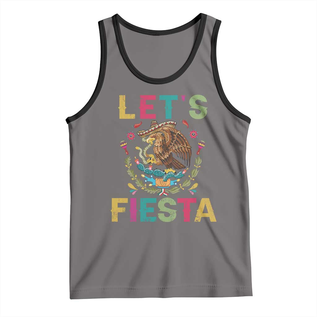 Funny Cinco De Mayo Tank Top Let's Fiesta Golden Eagle Mexico Flag