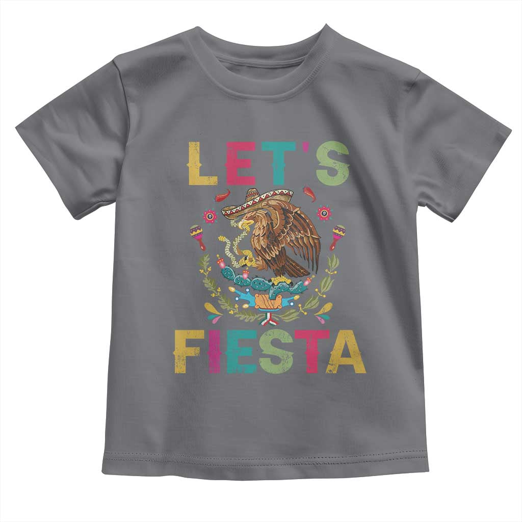 Funny Cinco De Mayo Toddler T Shirt Let's Fiesta Golden Eagle Mexico Flag