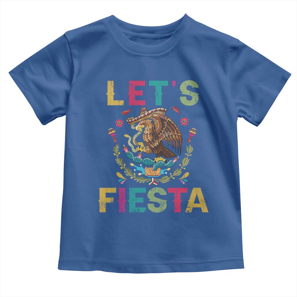 Funny Cinco De Mayo Toddler T Shirt Let's Fiesta Golden Eagle Mexico Flag