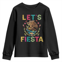 Funny Cinco De Mayo Youth Sweatshirt Let's Fiesta Golden Eagle Mexico Flag