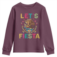 Funny Cinco De Mayo Youth Sweatshirt Let's Fiesta Golden Eagle Mexico Flag