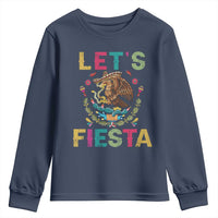 Funny Cinco De Mayo Youth Sweatshirt Let's Fiesta Golden Eagle Mexico Flag