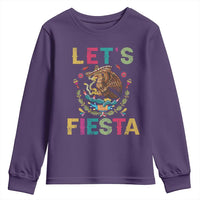 Funny Cinco De Mayo Youth Sweatshirt Let's Fiesta Golden Eagle Mexico Flag