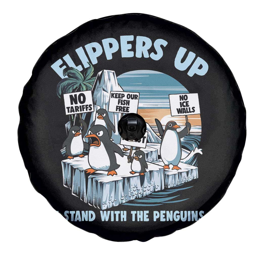 Flippers Up I Stand With The Peinguins Spare Tire Cover Penguins Tariff Resist