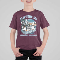 Flippers Up I Stand With The Peinguins T Shirt For Kid Penguins Tariff Resist