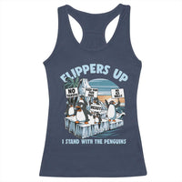 Flippers Up I Stand With The Peinguins Racerback Tank Top Penguins Tariff Resist