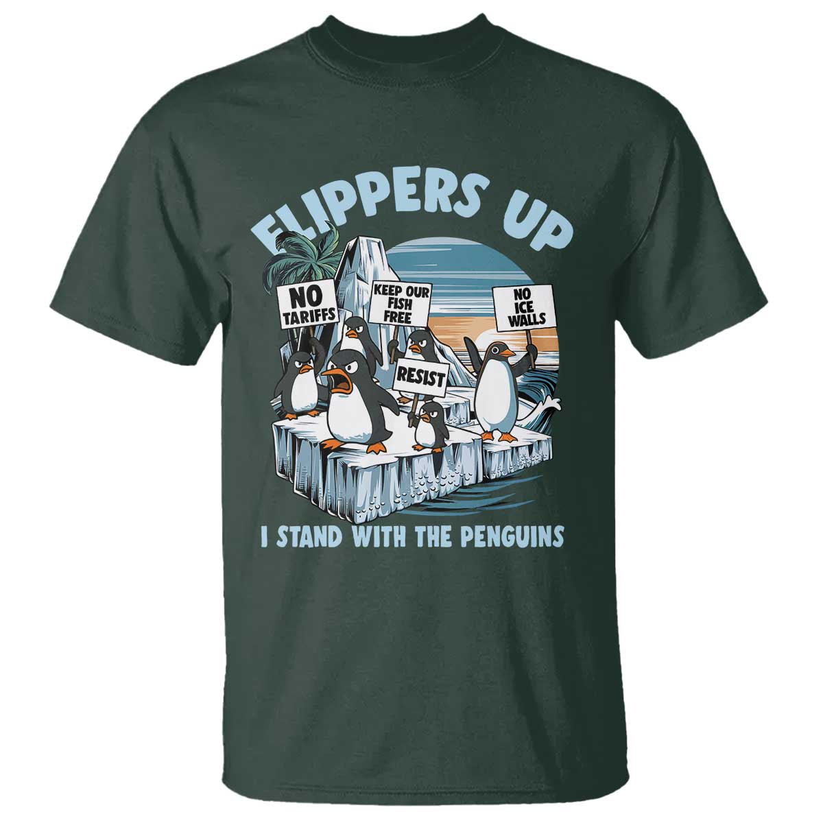 Flippers Up I Stand With The Peinguins T Shirt Penguins Tariff Resist