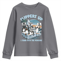 Flippers Up I Stand With The Peinguins Youth Sweatshirt Penguins Tariff Resist