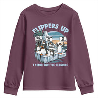Flippers Up I Stand With The Peinguins Youth Sweatshirt Penguins Tariff Resist