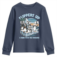 Flippers Up I Stand With The Peinguins Youth Sweatshirt Penguins Tariff Resist