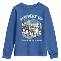 Flippers Up I Stand With The Peinguins Youth Sweatshirt Penguins Tariff Resist