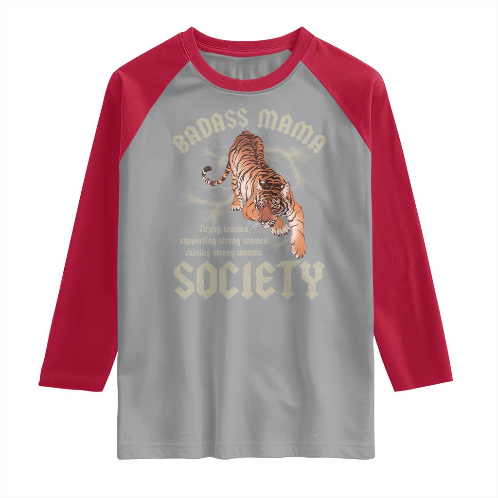Funny Badass Mama Society Raglan Shirt Vintage Tiger Mother's Day