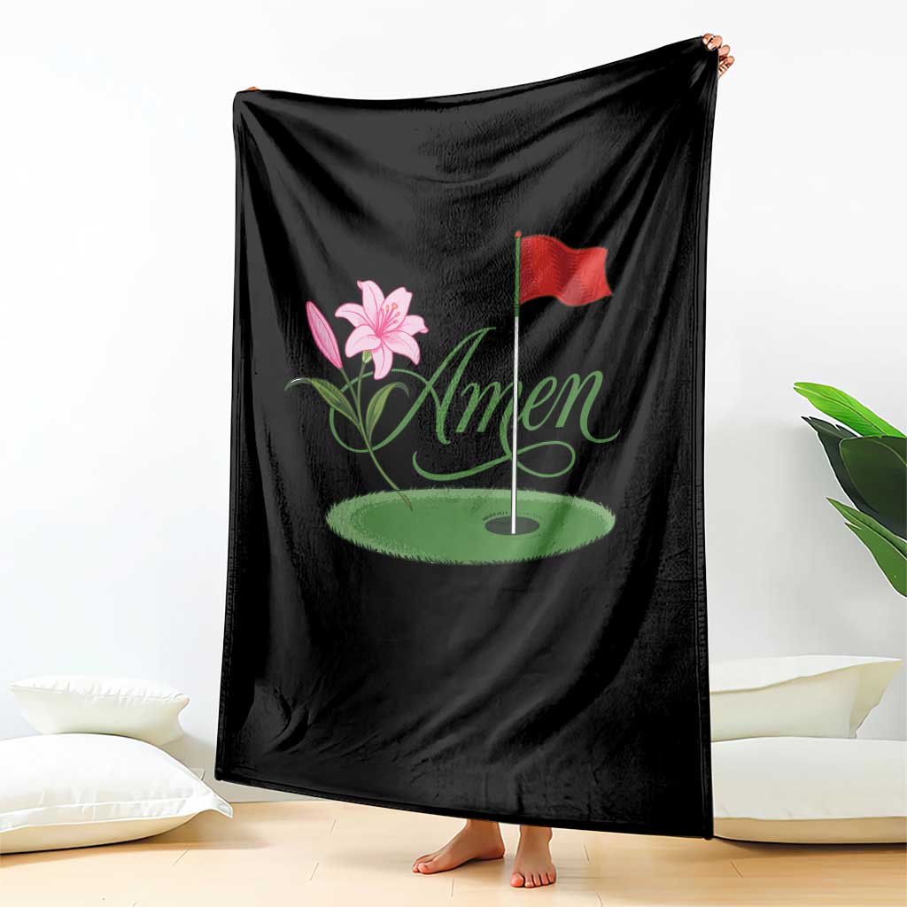 Amen Funny Golf Throw Blanket Azalea Floral Augusta Georgia for Golfers