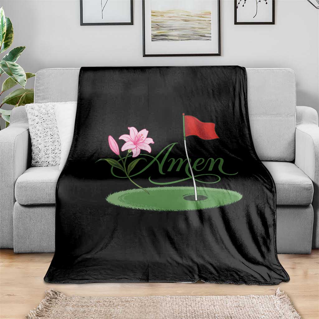 Amen Funny Golf Throw Blanket Azalea Floral Augusta Georgia for Golfers
