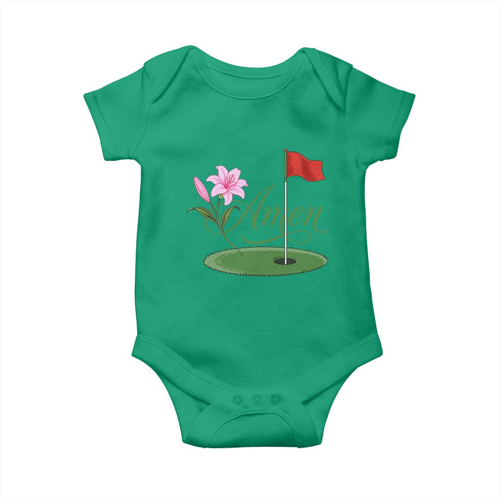 Amen Funny Golf Baby Onesie Azalea Floral Augusta Georgia for Golfers