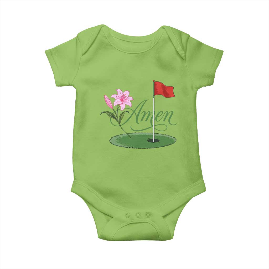 Amen Funny Golf Baby Onesie Azalea Floral Augusta Georgia for Golfers