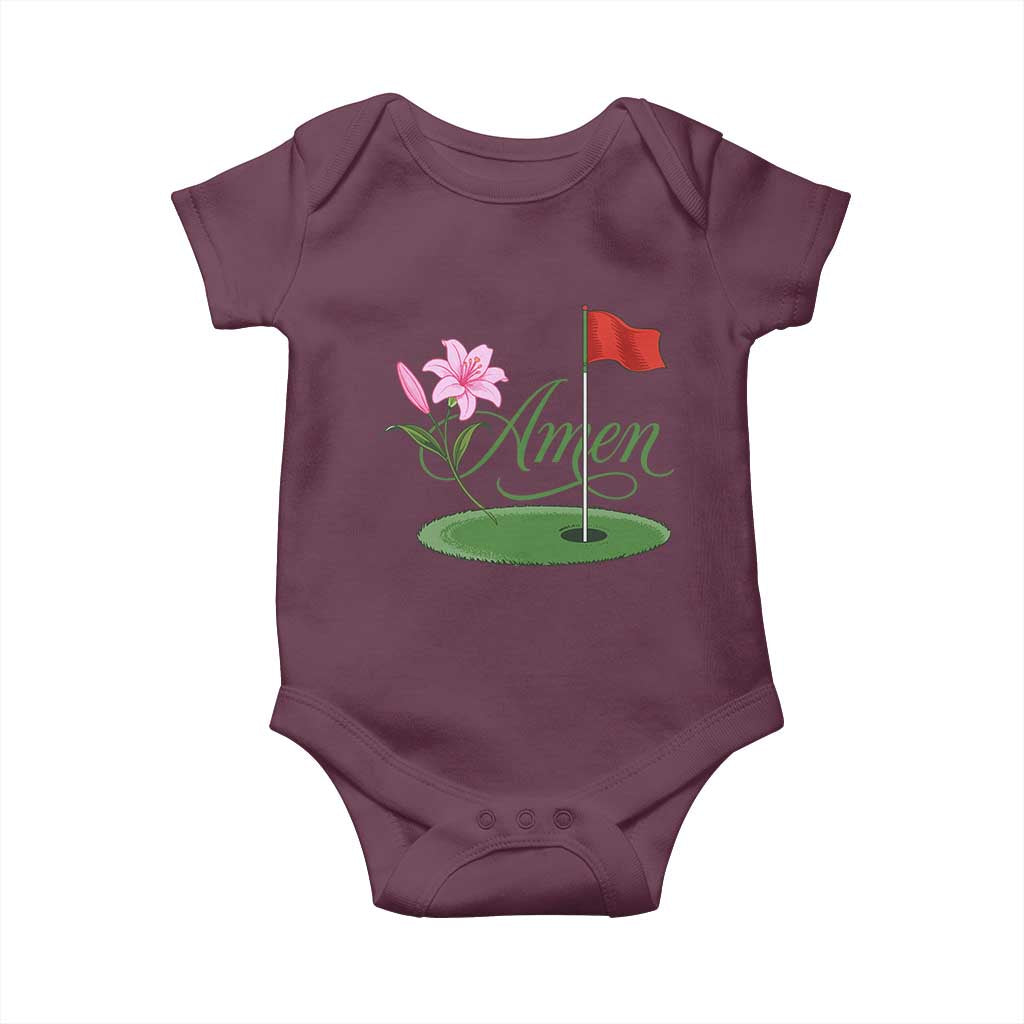 Amen Funny Golf Baby Onesie Azalea Floral Augusta Georgia for Golfers