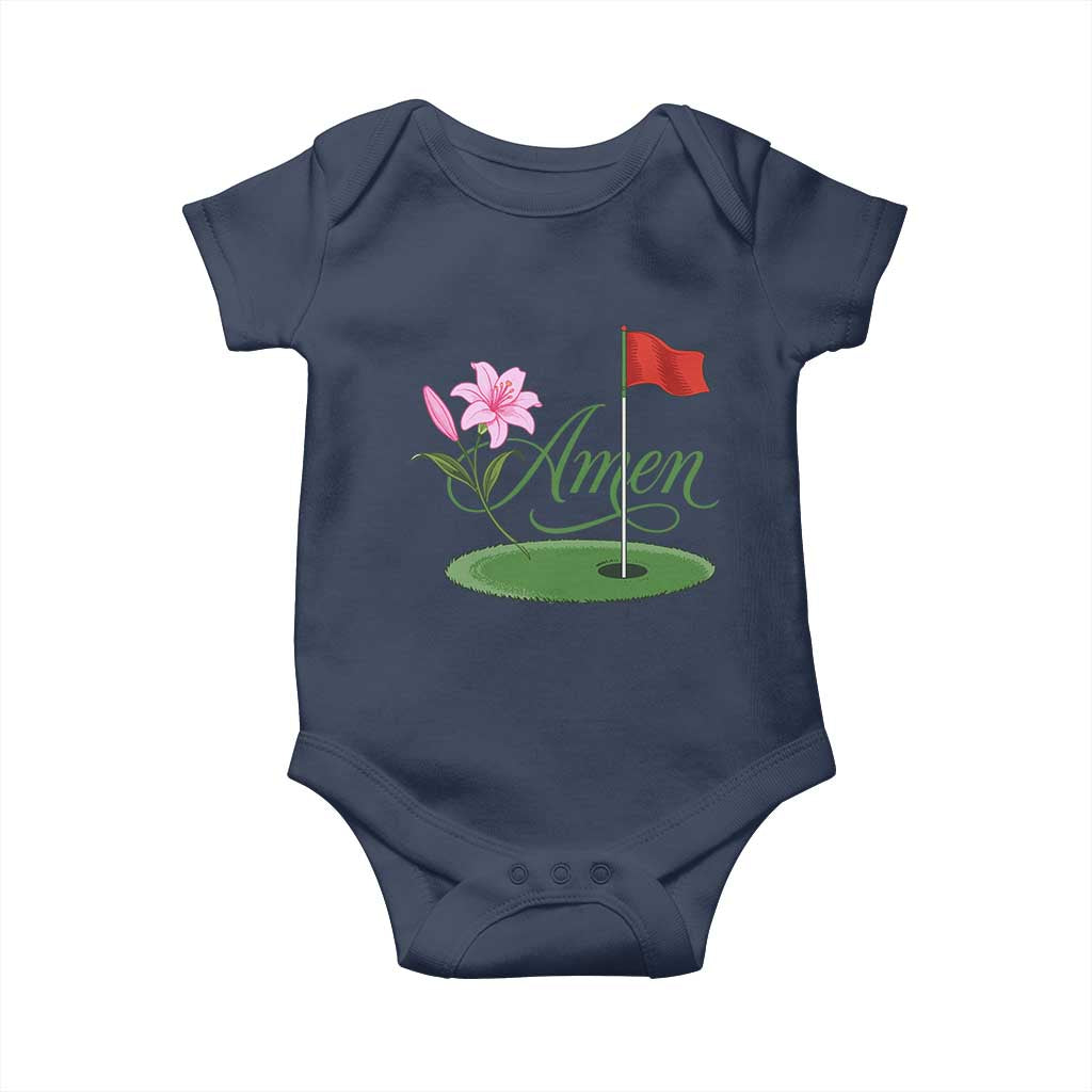 Amen Funny Golf Baby Onesie Azalea Floral Augusta Georgia for Golfers