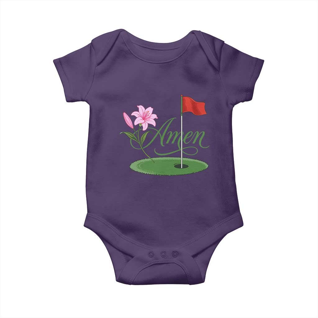 Amen Funny Golf Baby Onesie Azalea Floral Augusta Georgia for Golfers