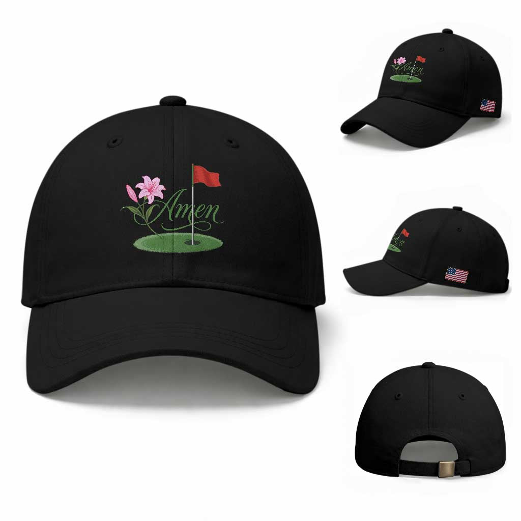 Amen Funny Golf Baseball Cap Azalea Floral Augusta Georgia for Golfers