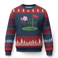 Amen Funny Golf Ugly Christmas Sweater Azalea Floral Augusta Georgia for Golfers