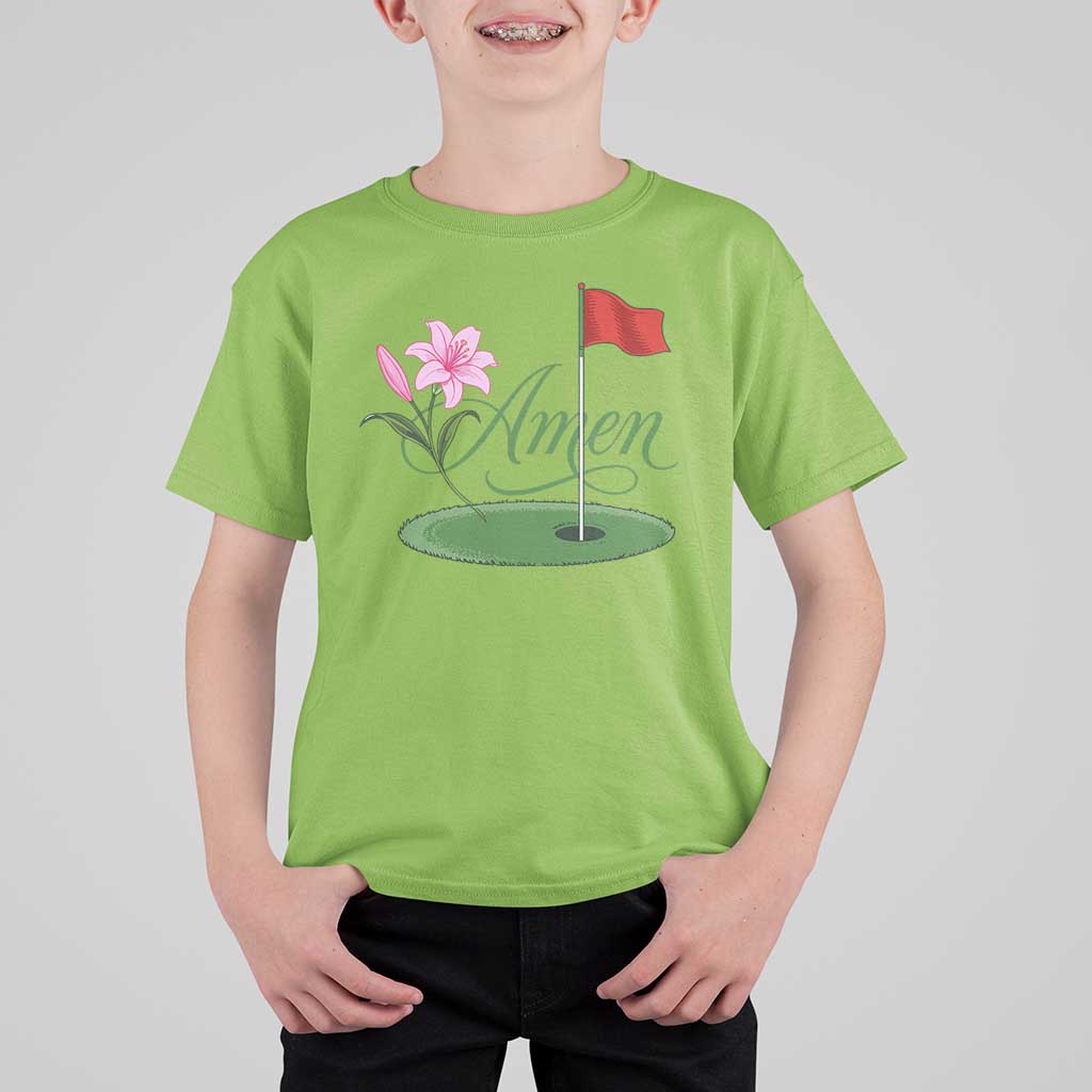 Amen Funny Golf T Shirt For Kid Azalea Floral Augusta Georgia for Golfers