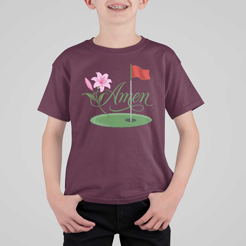 Amen Funny Golf T Shirt For Kid Azalea Floral Augusta Georgia for Golfers
