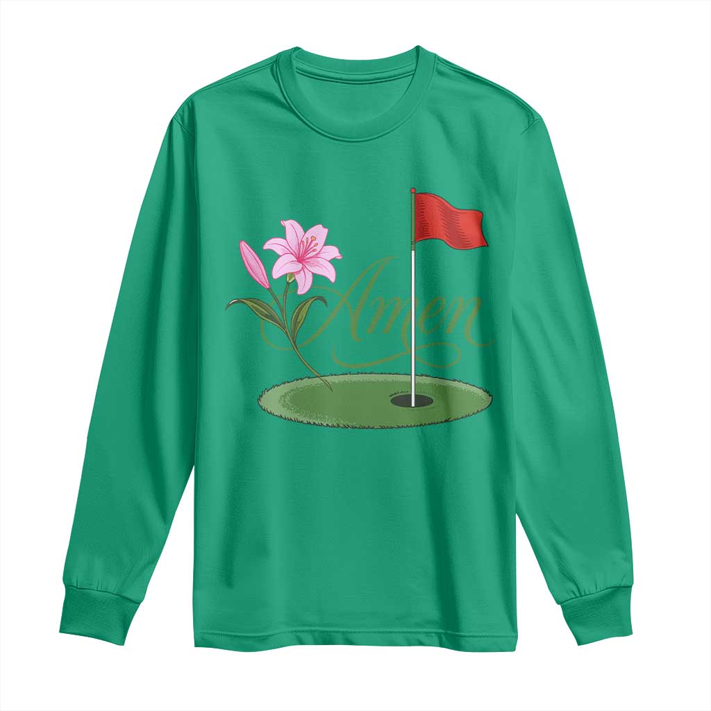 Amen Funny Golf Long Sleeve Shirt Azalea Floral Augusta Georgia for Golfers