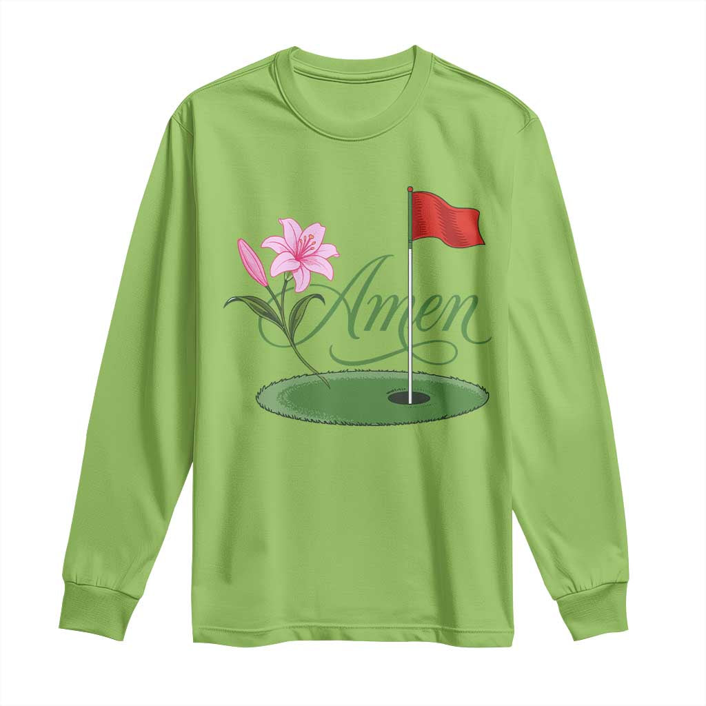 Amen Funny Golf Long Sleeve Shirt Azalea Floral Augusta Georgia for Golfers