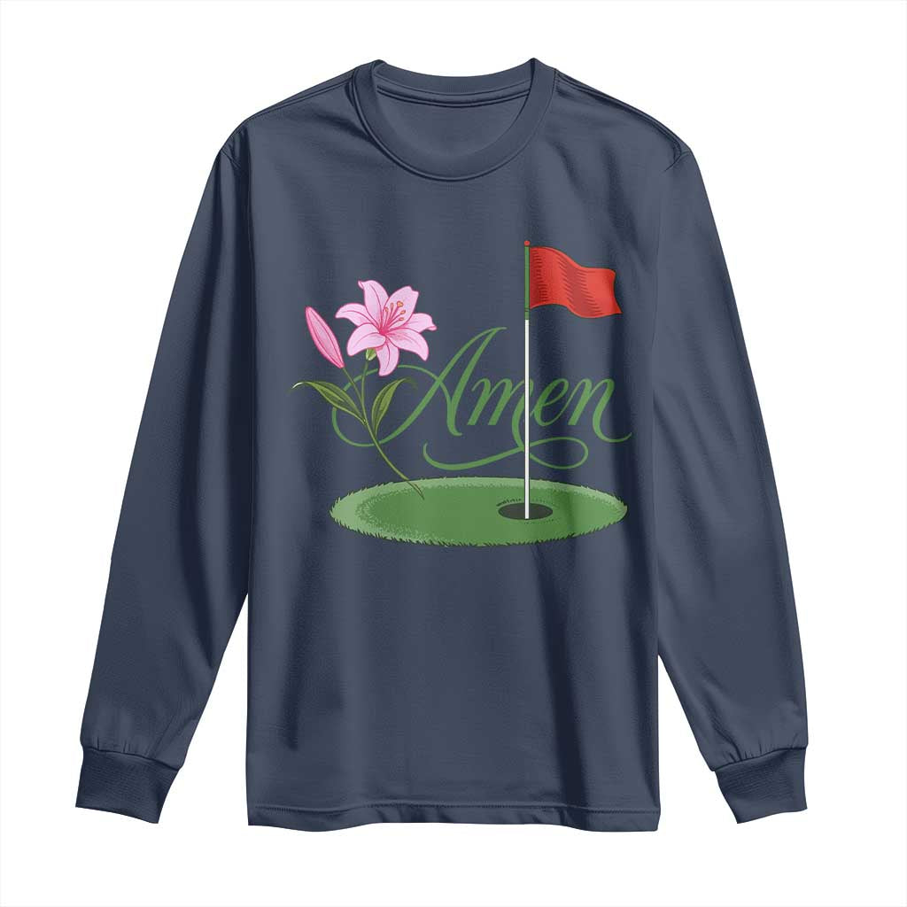 Amen Funny Golf Long Sleeve Shirt Azalea Floral Augusta Georgia for Golfers