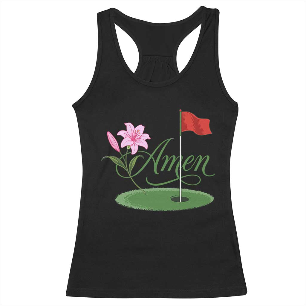 Amen Funny Golf Racerback Tank Top Azalea Floral Augusta Georgia for Golfers