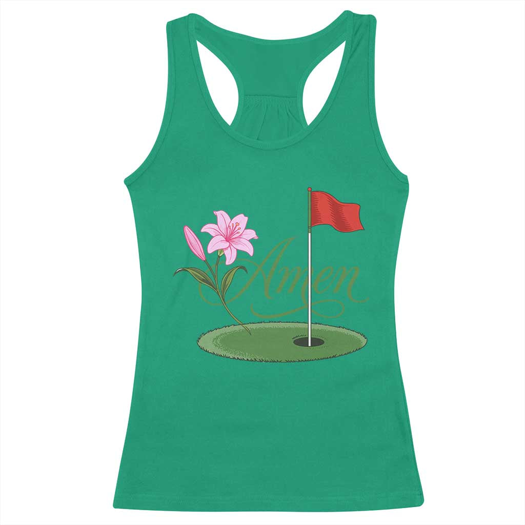 Amen Funny Golf Racerback Tank Top Azalea Floral Augusta Georgia for Golfers