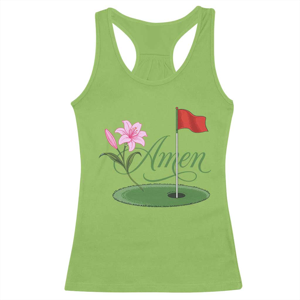 Amen Funny Golf Racerback Tank Top Azalea Floral Augusta Georgia for Golfers