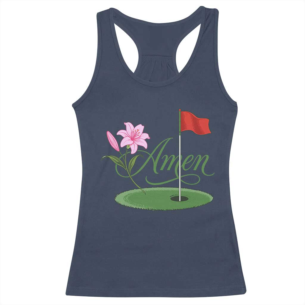 Amen Funny Golf Racerback Tank Top Azalea Floral Augusta Georgia for Golfers