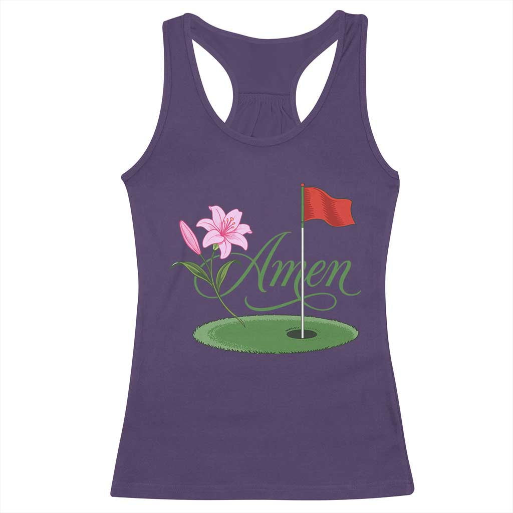 Amen Funny Golf Racerback Tank Top Azalea Floral Augusta Georgia for Golfers