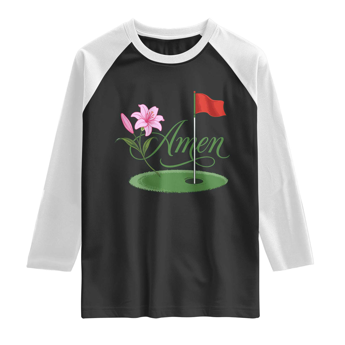 Amen Funny Golf Raglan Shirt Azalea Floral Augusta Georgia for Golfers