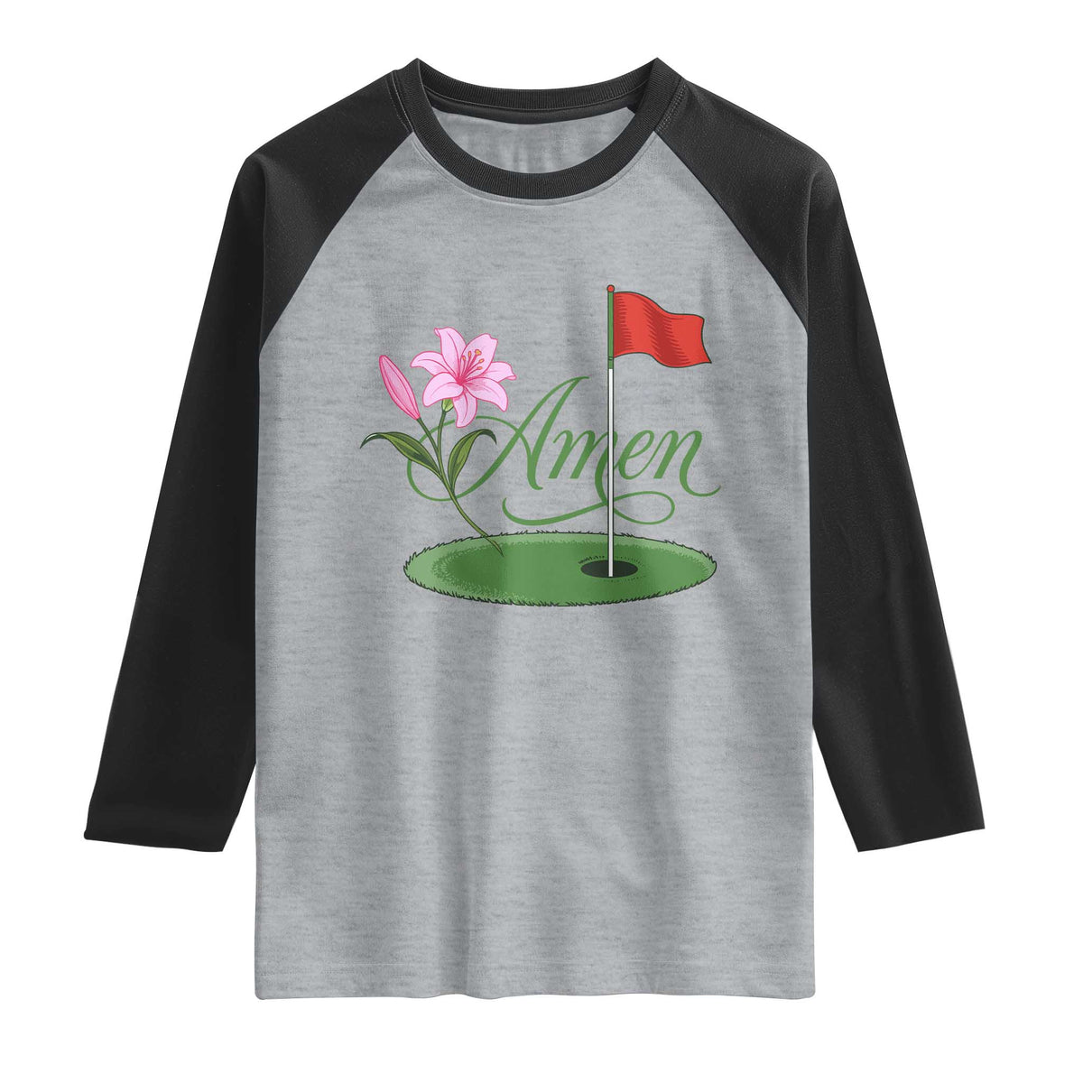Amen Funny Golf Raglan Shirt Azalea Floral Augusta Georgia for Golfers