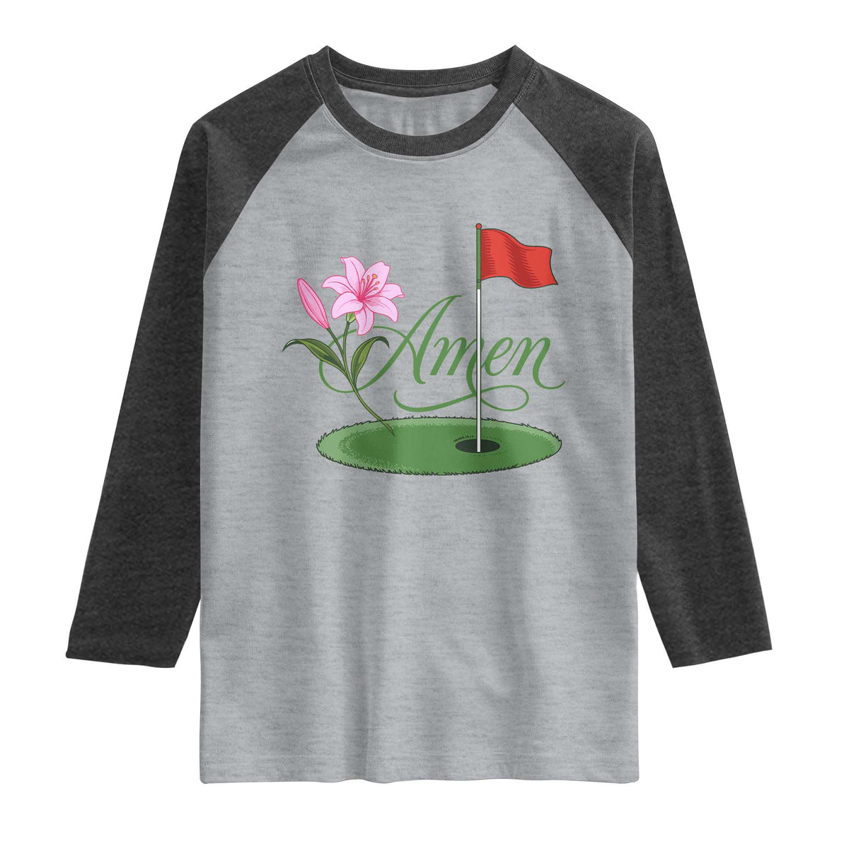 Amen Funny Golf Raglan Shirt Azalea Floral Augusta Georgia for Golfers