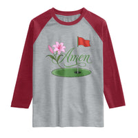 Amen Funny Golf Raglan Shirt Azalea Floral Augusta Georgia for Golfers