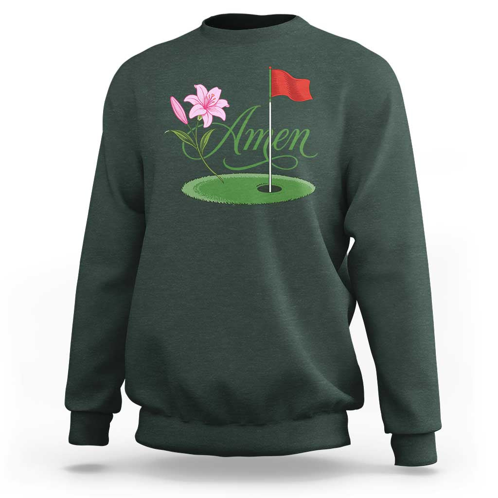 Amen Funny Golf Sweatshirt Azalea Floral Augusta Georgia for Golfers