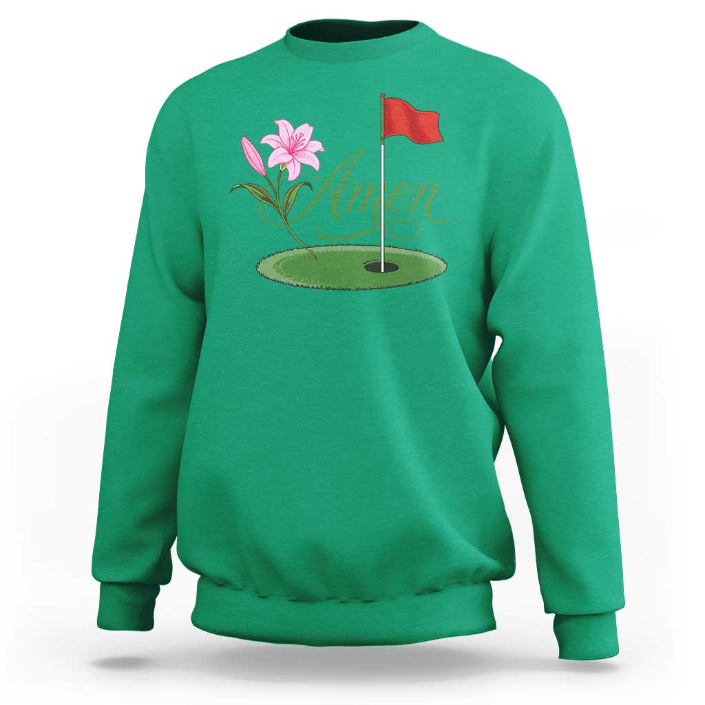 Amen Funny Golf Sweatshirt Azalea Floral Augusta Georgia for Golfers