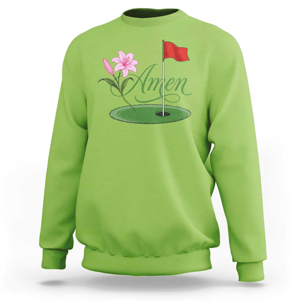 Amen Funny Golf Sweatshirt Azalea Floral Augusta Georgia for Golfers